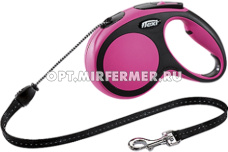 Рулетка поводок  Flexi New Comfort M Cord 8м до 20кг трос розовый 1/1