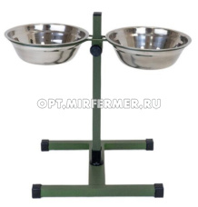 Кормушка металл 2*1,5л регул ЧИП h50см миски трапец 1/1