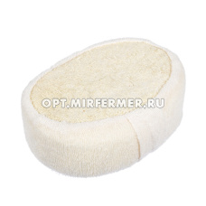 Мочалка из люфы, спонж мягкий с х/б 11*15*5см 1/30