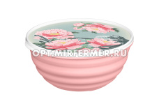 Салатник 3,2л Latina с крышкой с декором розовый/2/15