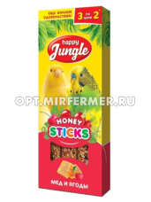 Лакомства д/птиц палочки мед и ягоды 90г 3шт Happy Jungle (Хеппи Джангл) 1/22