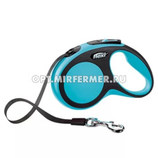 Рулетка поводок  Flexi New Comfort Tape S 5м до 15кг ремень голубой 1/1