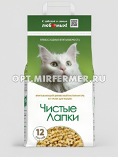 Наполнитель Чистые лапки древесный впитывающий 12л 1/4/120