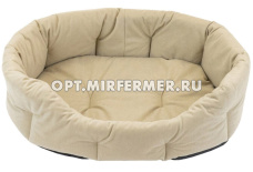Лежанка овальн. 57*50*18см  ВЕЛЬВЕТ с подушкой бежевый 1/1
