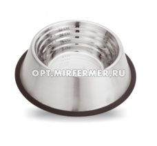 Миска металл противоскользящая 0,9л на резинке 1/1 ЗН