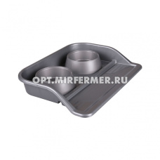 Поднос пластик 2*0,3л с мисками т.серый 1/10