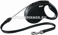 Рулетка поводок  Flexi New Classic М 8м до 20кг трос черный 1/1