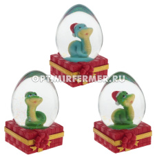 Фигурка декоративная в стекл. шаре Змея, D6.5 см, L6 W6,5 H10 см, 4в. /4/32