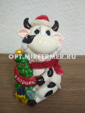 Копилка Бык "Счастья, Здоровья" белый 17,5*13*11см