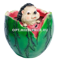 Кашпо фигурное Ежик в арбузе L16W16H16см (ПОЛИСТОУН)