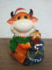 Копилка Бык "Счастья, Здоровья" коричневый 17,5*13*11см