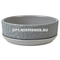 Лофт 4 горшок с поддоном 1л d18 h6,5см бонсай сер.