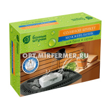 Соляной брикет д/бани с травами "Можжевельник" 1,3кг(14,5*10,5*5см)/9