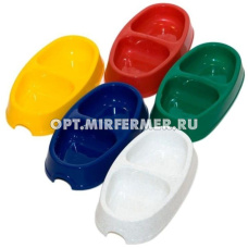 Миска пластик 2*0,2л двойная №237 2/80