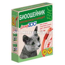 БИО Ошейник д/кошек и мел.собак от блох/клещей 35см красный (ш/б=6шт)/ДОКТОР ZOO