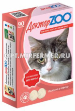 Мультивит. лакомства д/кошек со вкусом ветчины 90таб(ш/б=6шт)/ДОКТОР ZOO