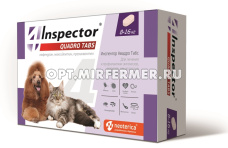 ВетА Таблетки д/животных ИНСПЕКТОР IN Quadro Tabs (клещи и гельминты) 8-16кг/16