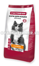 Корм д/кошек сух 400г с уткой Счастливчик 2/16
