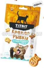 Лакомства д/кошек Крекер рыбки курица и кошачья мята 80г Тит Бит 1/12