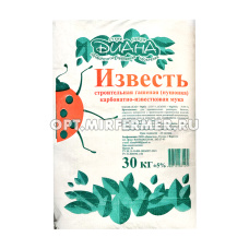Известь 30кг гашеная пушонка карбонатно-известковая мука 1/1/35 Диана