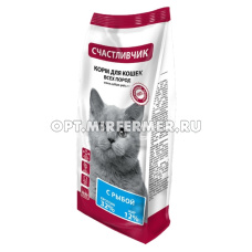 Корм д/кошек сух 400г с рыбой Счастливчик 1/16