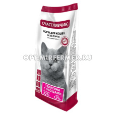 Корм д/кошек сух 400г телятина с овощами Счастливчик 1/16