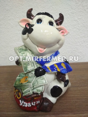 Копилка Бык "Успехов, Удачи" белый 23*13,5*17см