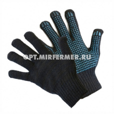 Перчатки х/б с ПВХ-точка, черные 7,5кл, 60г/10/200