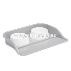 Поднос пластик 2*0,3л с мисками серый/10