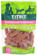 Лакомства д/собак Нарезка из телятины 300г XXL Тит Бит 1/18