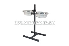 Кормушка металл 2*1,5л регул. Эко h50см, миски трапец. 1/1