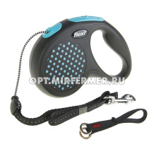 Рулетка поводок  Flexi Black Design cord XS 3м до 8кг трос синий 1/1