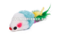 Игрушка мех Мышка с пером 7*3см арт.2024-2670 1/100 Китай