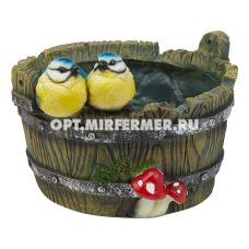Кашпо фигурное Птички на корыте  L22 W22 H15,5 см (ПОЛИСТОУН)