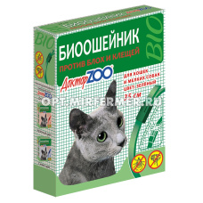 БИО Ошейник д/кошек и мал.собак от блох/клещей 35см зеленый (ш/б=6шт)/ДОКТОР ZOO 