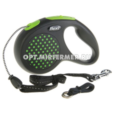 Рулетка поводок  Flexi Black Design cord XS 3м до 8кг трос зеленый 1/1