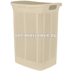 Корзина д/белья с крышкой Keeplex 50 л бежевый топаз /2  ПлР
