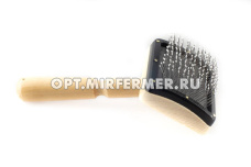 Пуходерка Г23 деревянная премиум  80*60 д/средней шерсти 2/50