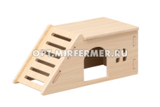 Домик д/грызунов дерево 17*8*6,5см с горкой арт.2025-3691 1/1/ЧД