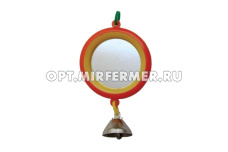 Игрушка д/птиц Зеркало малое круглое с колокольчиком 1/1