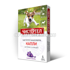 ВетА Капли д/собак Чистотел Максимум от блох,клещей 4 пипетки 1/70 