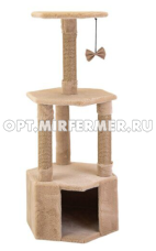 Домик когтеточка джут ЧИП 3 столба со ступеньками шестиуг. 39*45*104см бежевый 1/1
