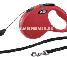 Рулетка поводок  Flexi New Classic XS 3м до 8кг трос красный 1/1